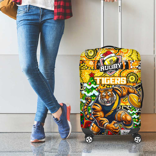 Richmond Tigers Football Merry Christmas Luggage Cover Indigenous Australian Art