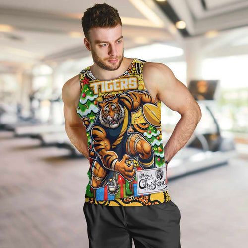 Custom Richmond Tigers Football Merry Christmas Men Tank Top Indigenous Australian Art