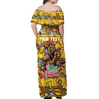 Custom Richmond Tigers Football Merry Christmas Off Shoulder Maxi Dress Indigenous Australian Art