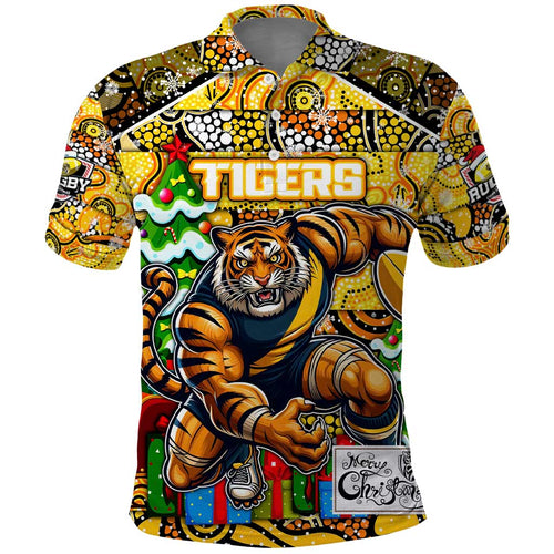 Custom Richmond Tigers Football Merry Christmas Polo Shirt Indigenous Australian Art