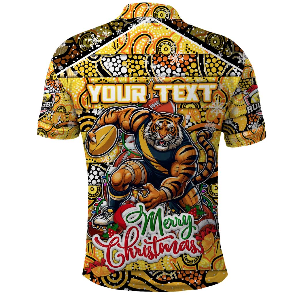 Custom Richmond Tigers Football Merry Christmas Polo Shirt Indigenous Australian Art
