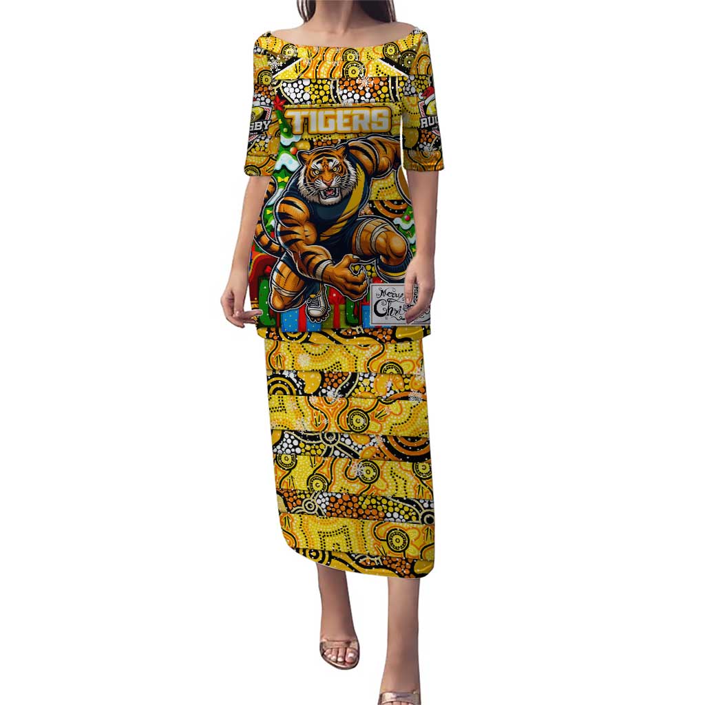 Custom Richmond Tigers Football Merry Christmas Puletasi Indigenous Australian Art