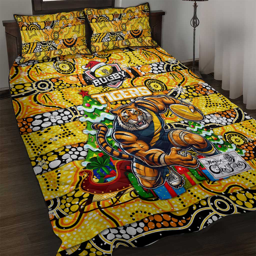 Richmond Tigers Football Merry Christmas Quilt Bed Set Indigenous Australian Art