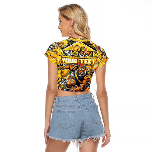 Custom Richmond Tigers Football Merry Christmas Raglan Cropped T Shirt Indigenous Australian Art