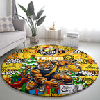 Richmond Tigers Football Merry Christmas Round Carpet Indigenous Australian Art