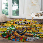 Richmond Tigers Football Merry Christmas Round Carpet Indigenous Australian Art