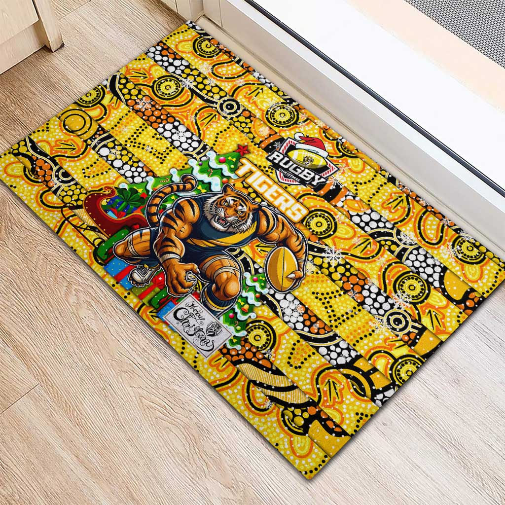 Richmond Tigers Football Merry Christmas Rubber Doormat Indigenous Australian Art