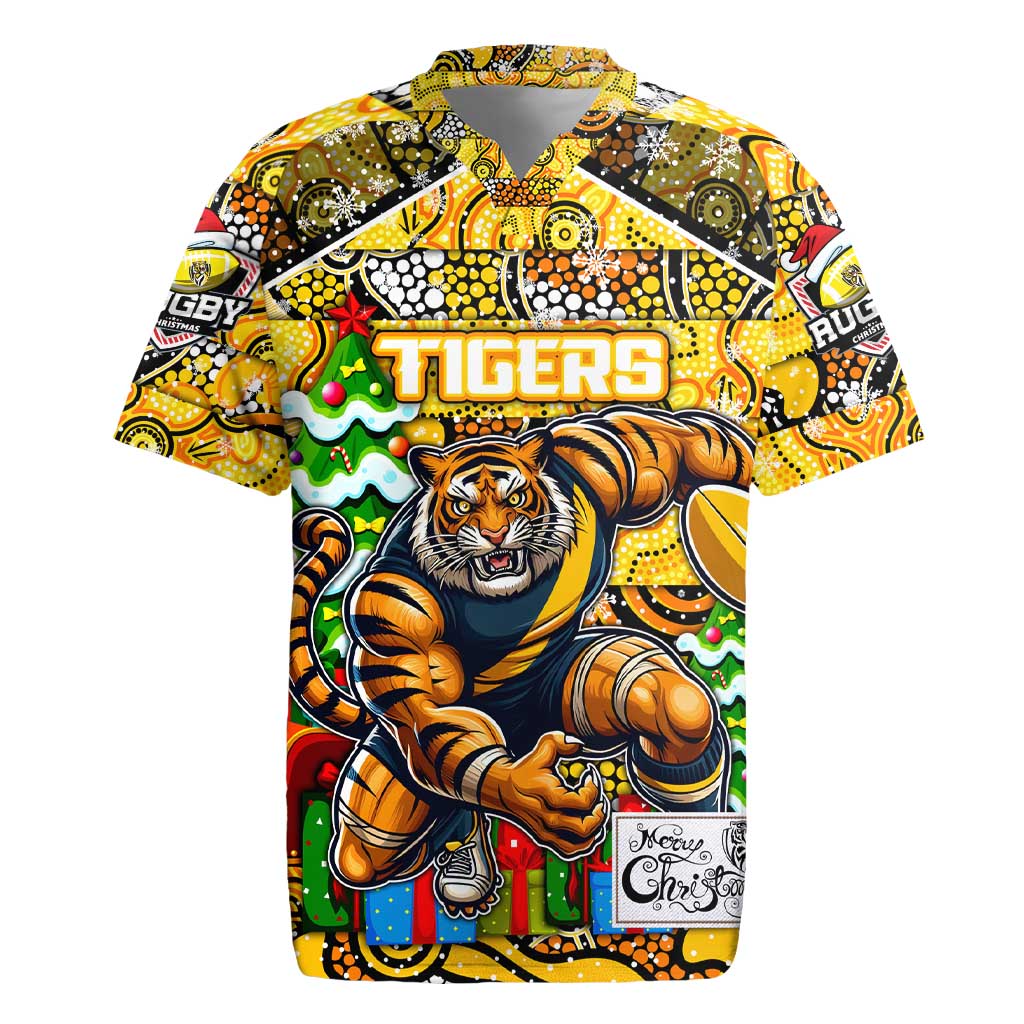 Custom Richmond Tigers Football Merry Christmas Rugby Jersey Indigenous Australian Art