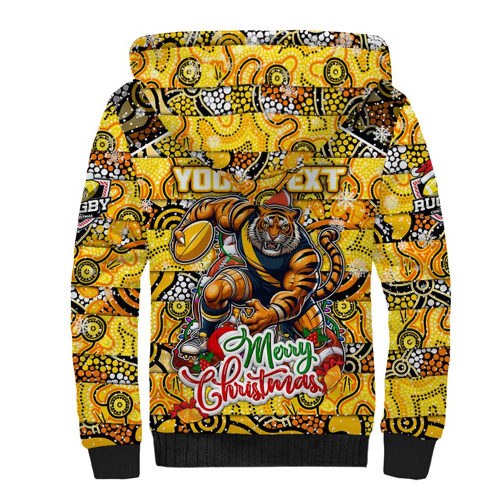 Custom Richmond Tigers Football Merry Christmas Sherpa Hoodie Indigenous Australian Art