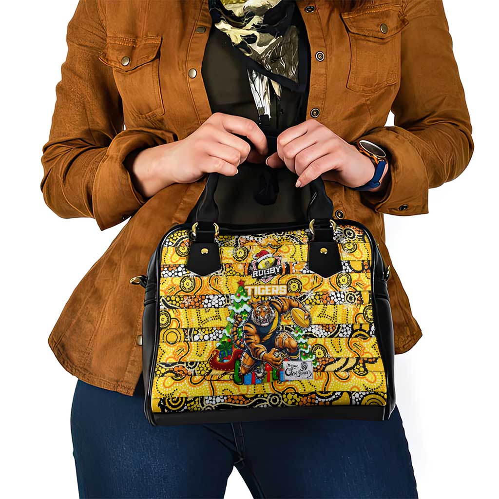 Richmond Tigers Football Merry Christmas Shoulder Handbag Indigenous Australian Art