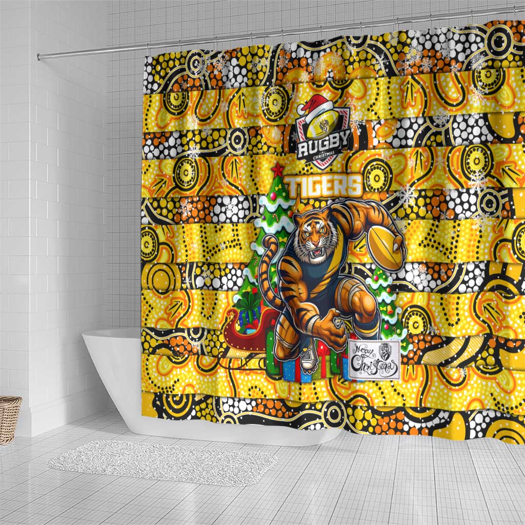 Richmond Tigers Football Merry Christmas Shower Curtain Indigenous Australian Art
