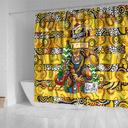 Richmond Tigers Football Merry Christmas Shower Curtain Indigenous Australian Art