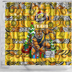 Richmond Tigers Football Merry Christmas Shower Curtain Indigenous Australian Art