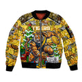 Custom Richmond Tigers Football Merry Christmas Sleeve Zip Bomber Jacket Indigenous Australian Art