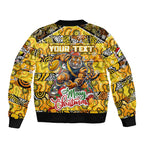 Custom Richmond Tigers Football Merry Christmas Sleeve Zip Bomber Jacket Indigenous Australian Art