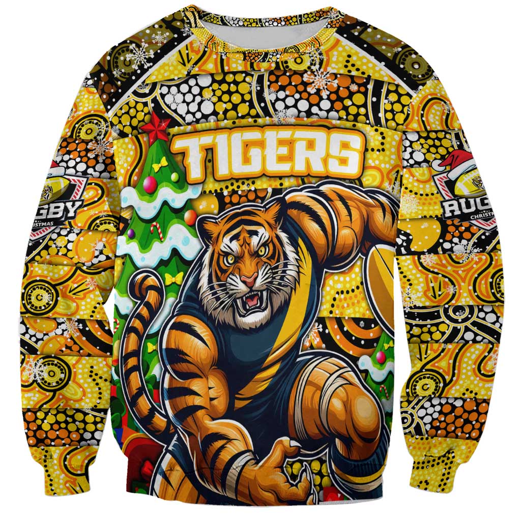Custom Richmond Tigers Football Merry Christmas Sweatshirt Indigenous Australian Art