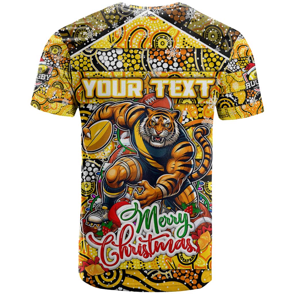 Custom Richmond Tigers Football Merry Christmas T Shirt Indigenous Australian Art