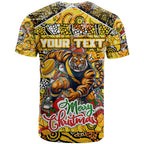 Custom Richmond Tigers Football Merry Christmas T Shirt Indigenous Australian Art