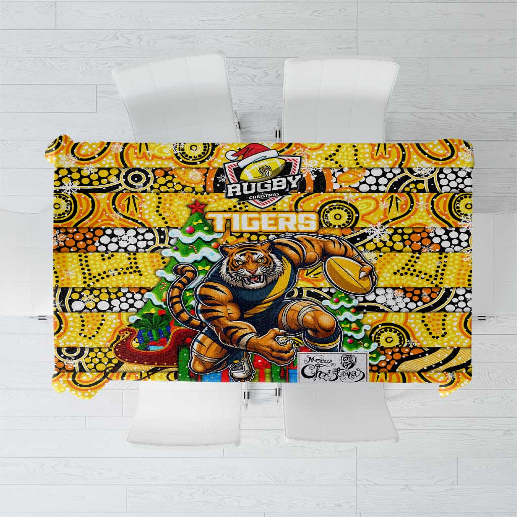 Richmond Tigers Football Merry Christmas Tablecloth Indigenous Australian Art