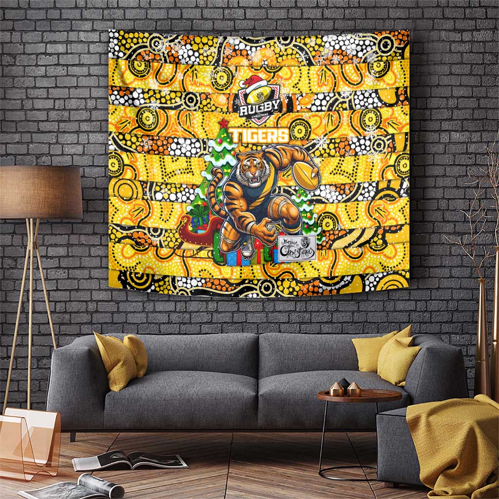 Richmond Tigers Football Merry Christmas Tapestry Indigenous Australian Art