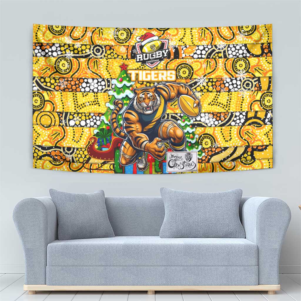 Richmond Tigers Football Merry Christmas Tapestry Indigenous Australian Art