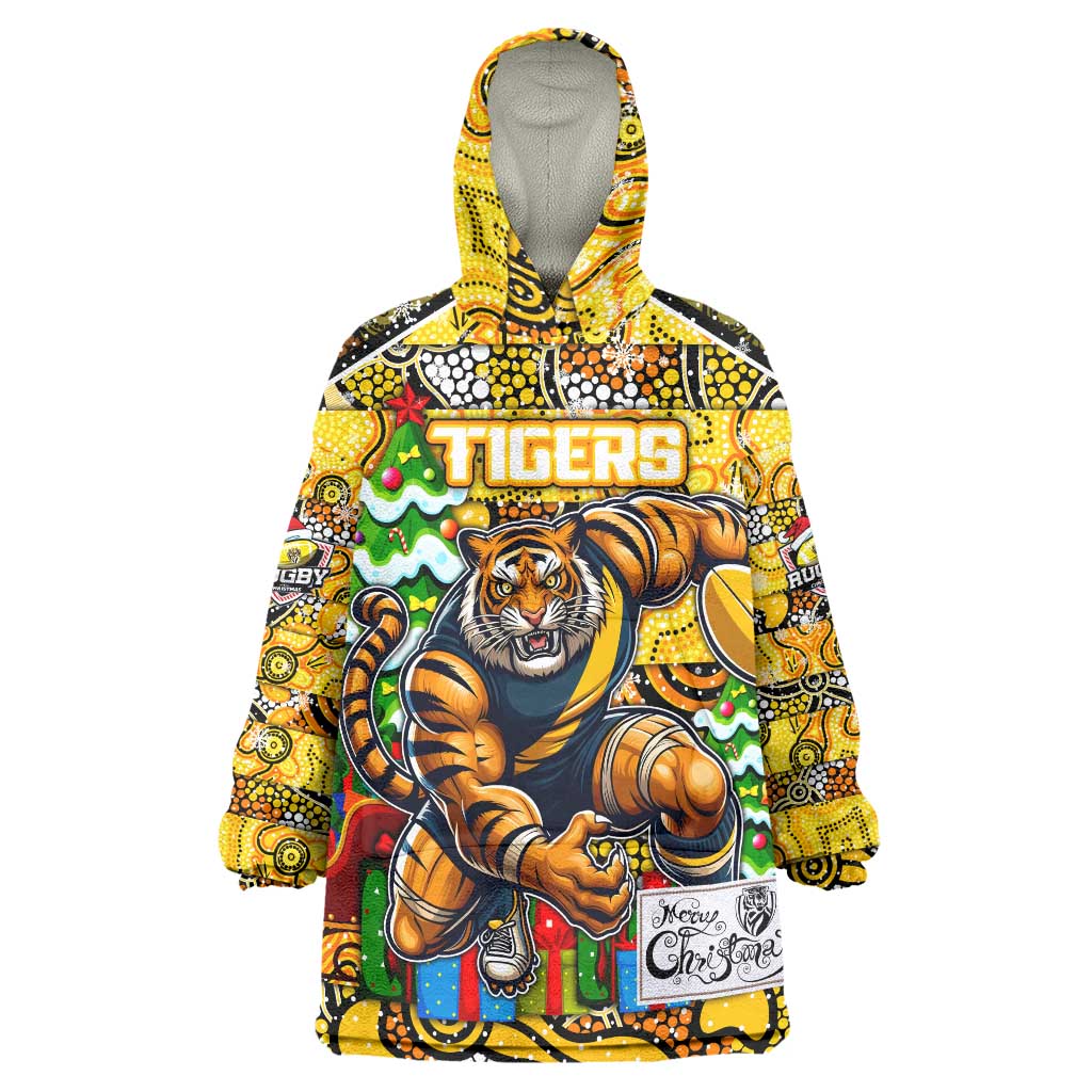 Custom Richmond Tigers Football Merry Christmas Wearable Blanket Hoodie Indigenous Australian Art