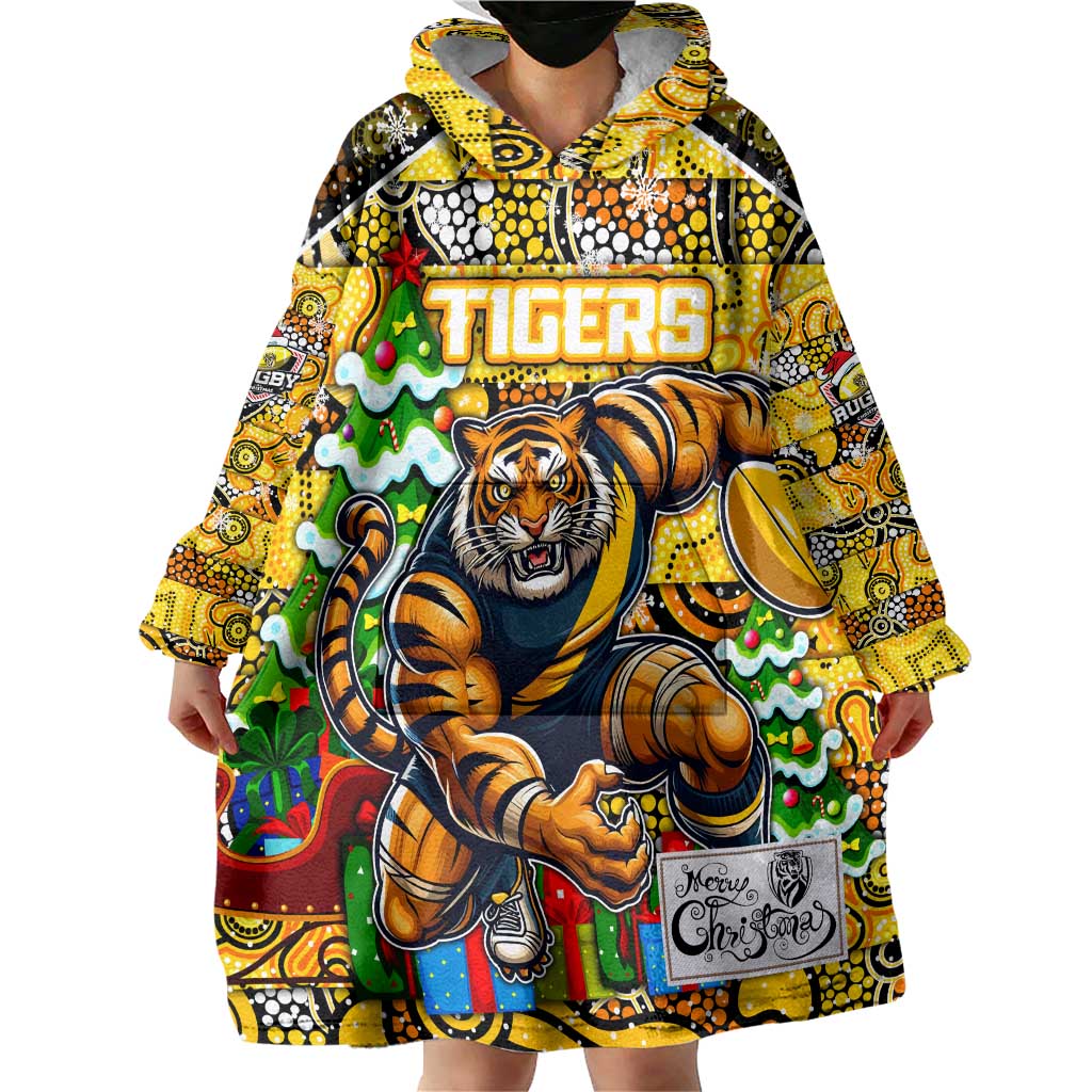 Custom Richmond Tigers Football Merry Christmas Wearable Blanket Hoodie Indigenous Australian Art