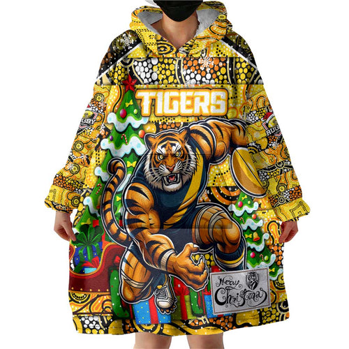 Custom Richmond Tigers Football Merry Christmas Wearable Blanket Hoodie Indigenous Australian Art