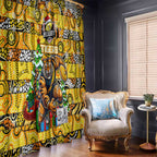 Richmond Tigers Football Merry Christmas Window Curtain Indigenous Australian Art