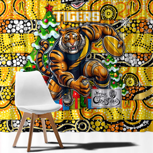 Richmond Tigers Football Merry Christmas Window Curtain Indigenous Australian Art
