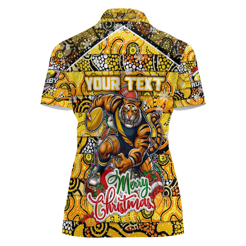 Custom Richmond Tigers Football Merry Christmas Women Polo Shirt Indigenous Australian Art