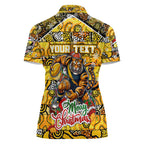 Custom Richmond Tigers Football Merry Christmas Women Polo Shirt Indigenous Australian Art