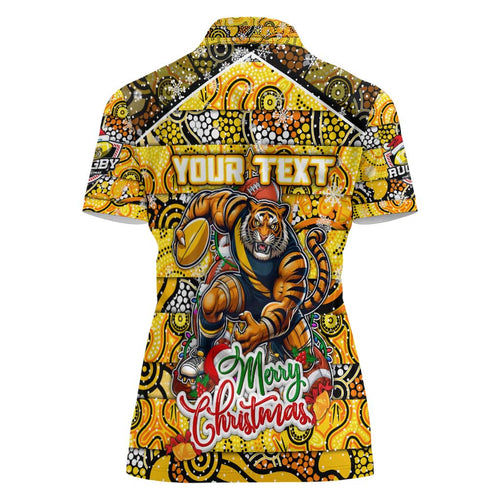 Custom Richmond Tigers Football Merry Christmas Women Polo Shirt Indigenous Australian Art