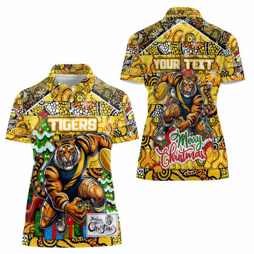 Custom Richmond Tigers Football Merry Christmas Women Polo Shirt Indigenous Australian Art