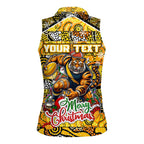 Custom Richmond Tigers Football Merry Christmas Women Sleeveless Polo Shirt Indigenous Australian Art