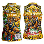 Custom Richmond Tigers Football Merry Christmas Women Sleeveless Polo Shirt Indigenous Australian Art