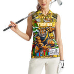 Custom Richmond Tigers Football Merry Christmas Women Sleeveless Polo Shirt Indigenous Australian Art