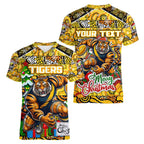 Custom Richmond Tigers Football Merry Christmas Women V-Neck T-Shirt Indigenous Australian Art