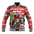 Custom Swans Rugby Merry Christmas Baseball Jacket Indigenous Australian Art