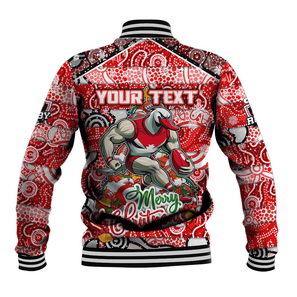 Custom Swans Rugby Merry Christmas Baseball Jacket Indigenous Australian Art
