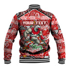Custom Swans Rugby Merry Christmas Baseball Jacket Indigenous Australian Art