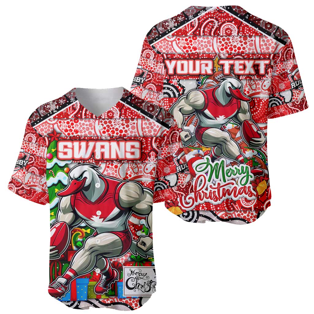 Custom Swans Rugby Merry Christmas Baseball Jersey Indigenous Australian Art