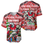 Custom Swans Rugby Merry Christmas Baseball Jersey Indigenous Australian Art