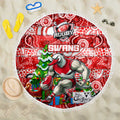 Swans Football Merry Christmas Beach Blanket Indigenous Australian Art
