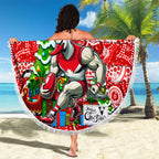 Swans Football Merry Christmas Beach Blanket Indigenous Australian Art