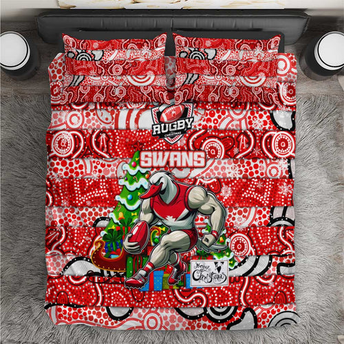 Swans Football Merry Christmas Bedding Set Indigenous Australian Art