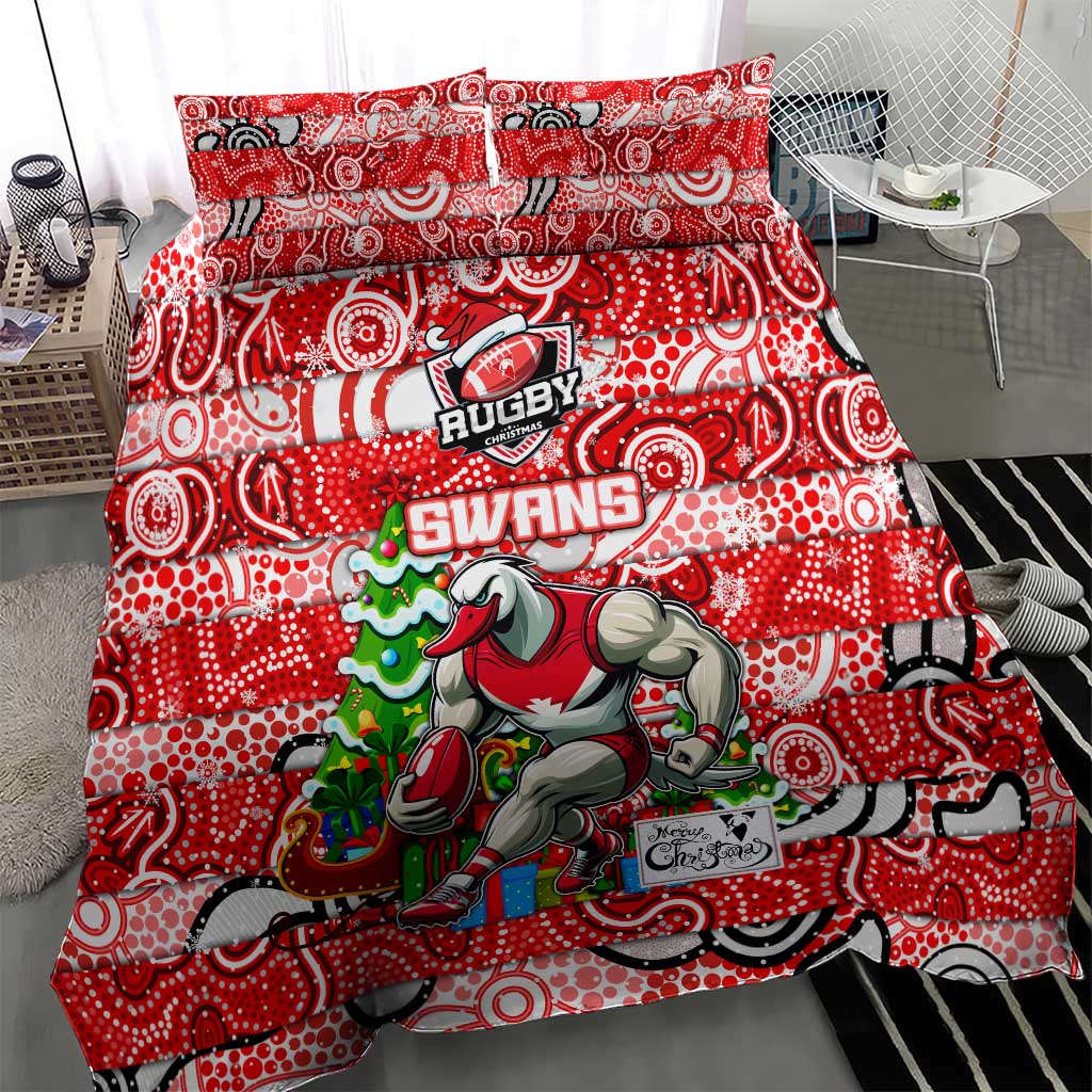 Swans Football Merry Christmas Bedding Set Indigenous Australian Art