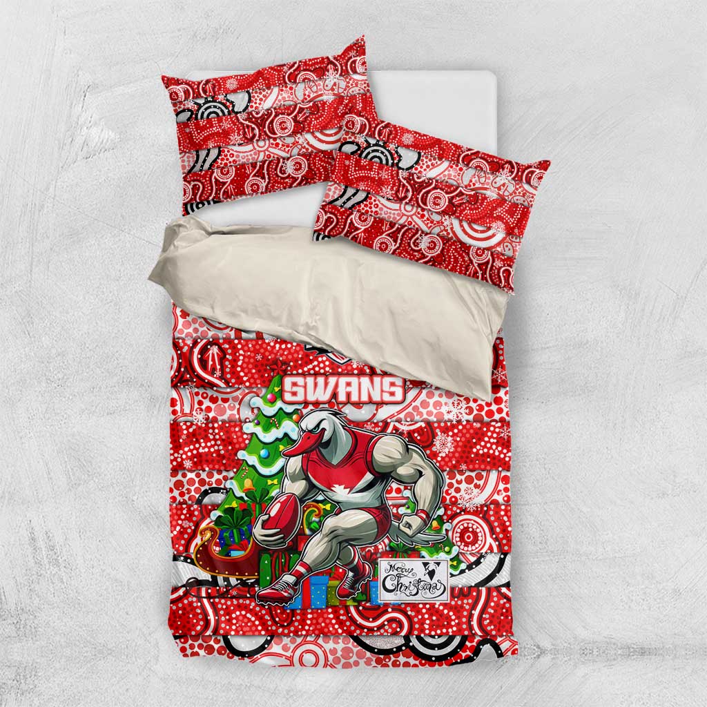 Swans Football Merry Christmas Bedding Set Indigenous Australian Art