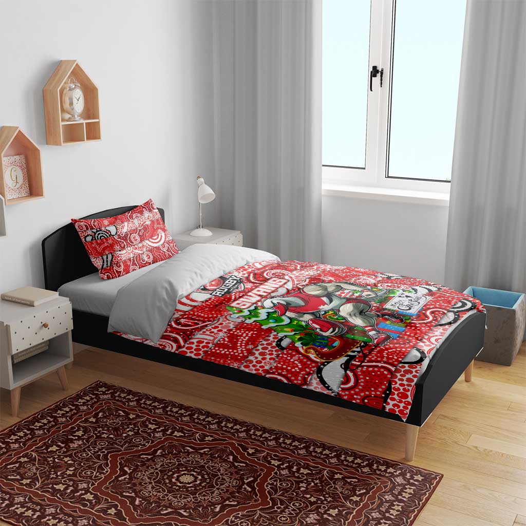 Swans Football Merry Christmas Bedding Set Indigenous Australian Art