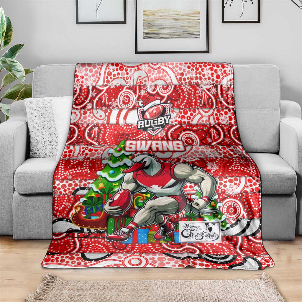 Swans Football Merry Christmas Blanket Indigenous Australian Art